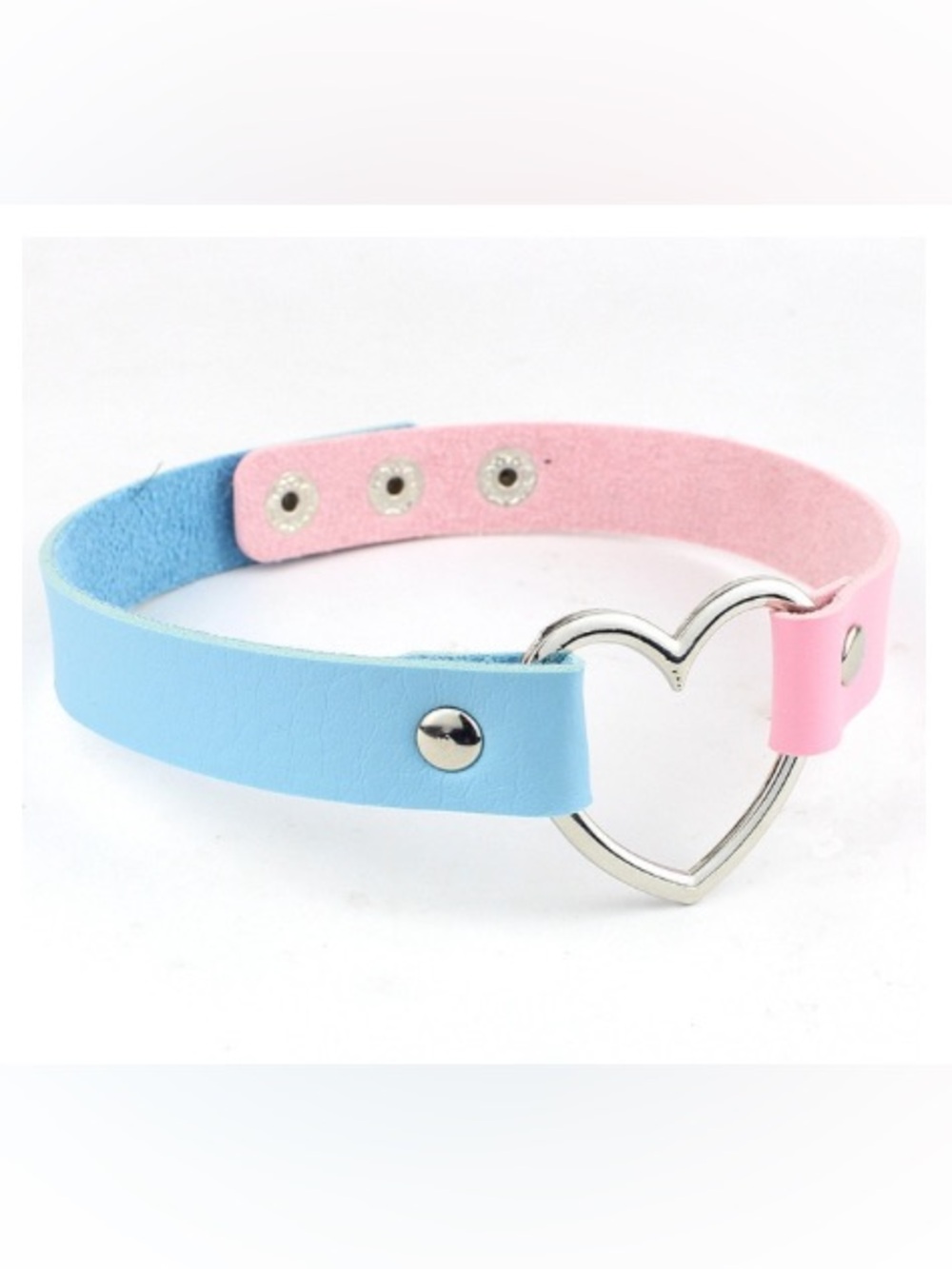 Pastel Blue and Pink Heart Choker Necklace